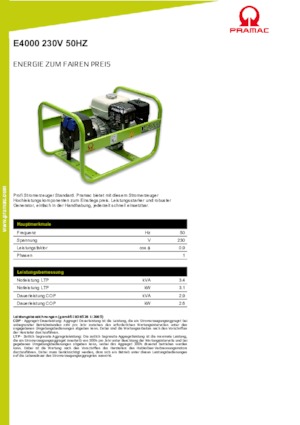 Benzinski generatori struje PRAMAC Lifter E 4000