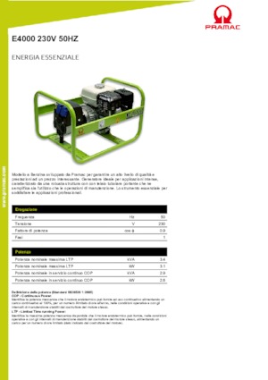 Benzinski generatori struje PRAMAC Lifter E 4000