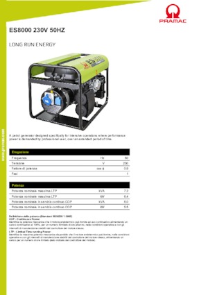 Benzinski generatori struje PRAMAC Lifter ES 8000