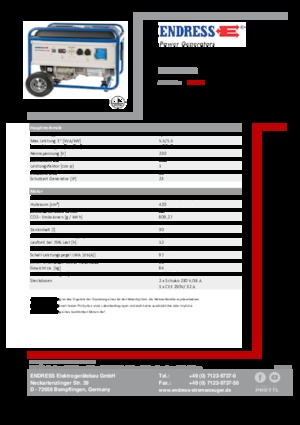 Benzinski generatori struje Endress ESE 6000 BS