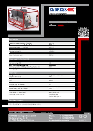 Benzinski generatori struje Endress ESE 804 SDHS-DC / 40-220 A