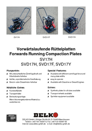 Jednosmjerni vibracioni nabijači ploča Delko SV 17 H