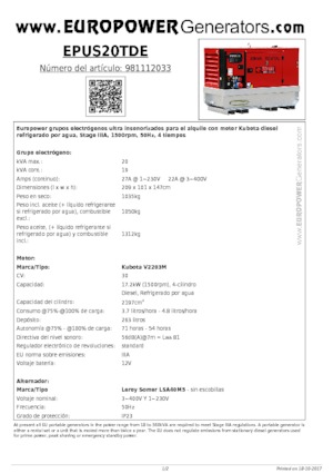 Dizelski generatori Europower EPUS20TDE (LS)
