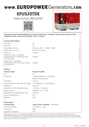 Dizelski generatori Europower EPUS20TDE (LS)