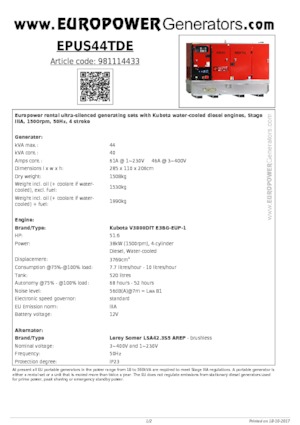 Dizelski generatori Europower EPUS44TDE (LS)