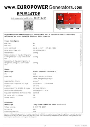 Dizelski generatori Europower EPUS44TDE (LS)