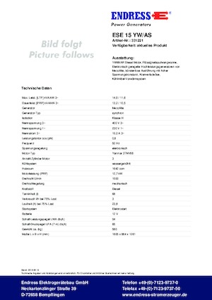 Dizelski generatori Endress ESE 15 YW/AS