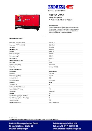 Dizelski generatori Endress ESE 30 YW-B