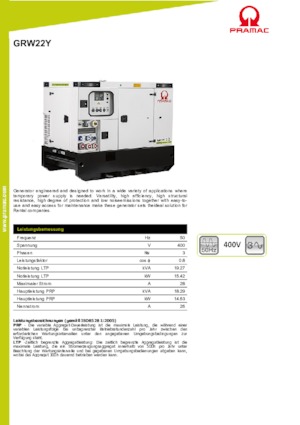 Dizelski generatori PRAMAC Lifter GRW 22 Y