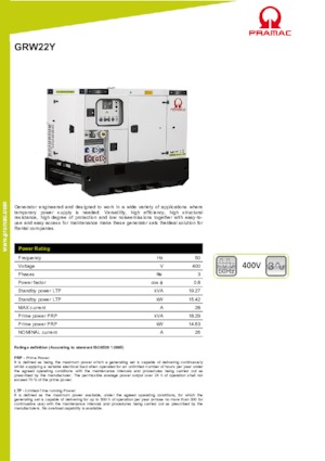 Dizelski generatori PRAMAC Lifter GRW 22 Y
