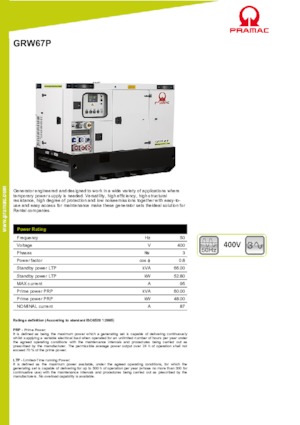Dizelski generatori PRAMAC Lifter GRW 67 P