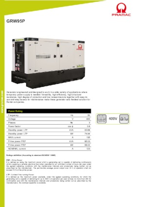 Dizelski generatori PRAMAC Lifter GRW 95 P