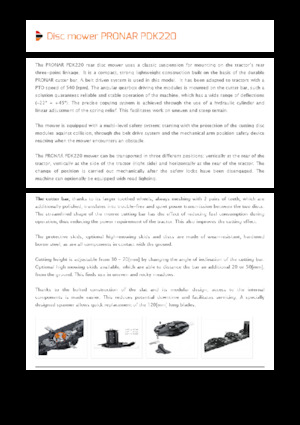 Stražnje montirane kosilice - disk bez kondicionira Pronar PDK 220