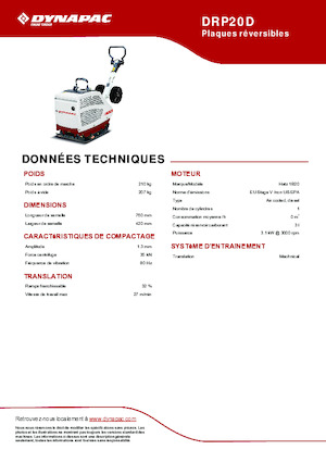 Reverzibilni kompaktori s vibracionim pločama Dynapac DRP20D