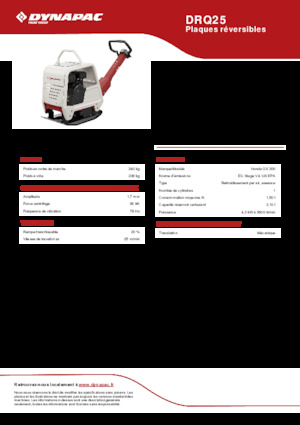 Reverzibilni kompaktori s vibracionim pločama Dynapac DRQ25