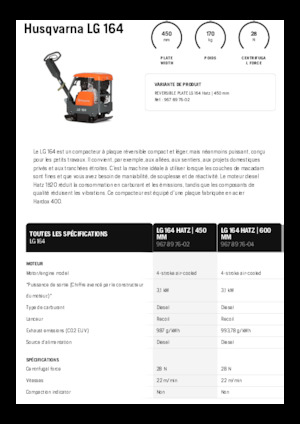 Reverzibilni kompaktori s vibracionim pločama Husqvarna LG 164