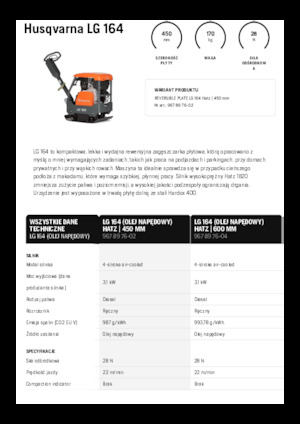 Reverzibilni kompaktori s vibracionim pločama Husqvarna LG 164