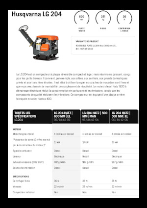 Reverzibilni kompaktori s vibracionim pločama Husqvarna LG 204