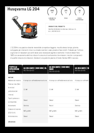 Reverzibilni kompaktori s vibracionim pločama Husqvarna LG 204