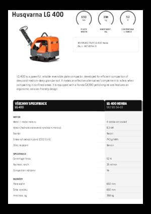 Reverzibilni kompaktori s vibracionim pločama Husqvarna LG 400
