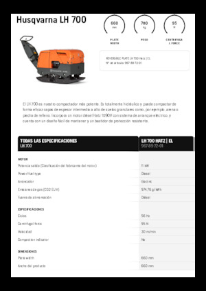 Reverzibilni kompaktori s vibracionim pločama Husqvarna LH 700