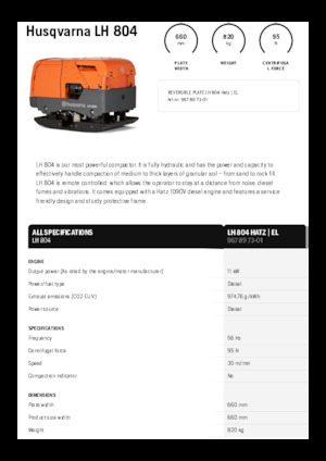 Reverzibilni kompaktori s vibracionim pločama Husqvarna LH 804