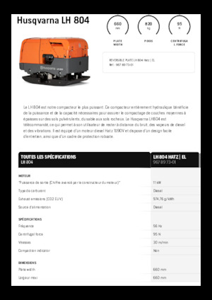 Reverzibilni kompaktori s vibracionim pločama Husqvarna LH 804