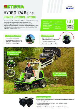 Samohodne kosilice za travnjake i vrtni traktori Etesia HYDRO 124 DN