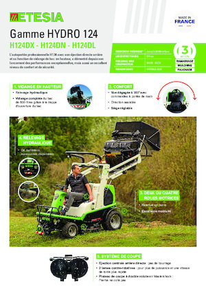 Samohodne kosilice za travnjake i vrtni traktori Etesia HYDRO 124 DN