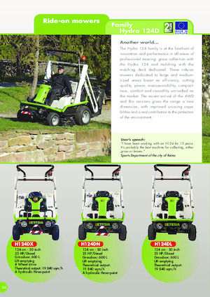 Samohodne kosilice za travnjake i vrtni traktori Etesia HYDRO 124DX