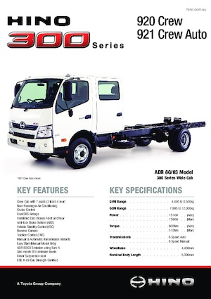 Krute šasije Hino 300 921 CREW 4x2