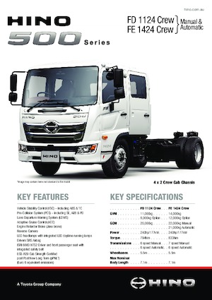 Krute šasije Hino 500 FD 1124 CREW 4x2