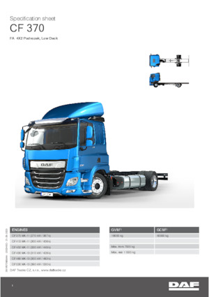 Krute šasije DAF CF 370 FA Low Deck