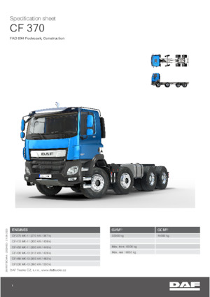 Krute šasije DAF CF 370 FAD Construction