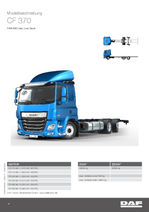 Krute šasije DAF CF 370 FAN Low Deck