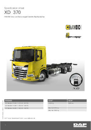 Krute šasije DAF XD 370 FAS Low Deck