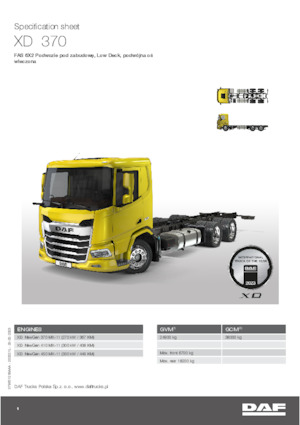 Krute šasije DAF XD 370 FAS Low Deck