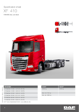 Krute šasije DAF XF 410 FAN Low Deck