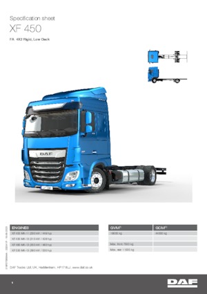 Krute šasije DAF XF 450 FA Low Deck