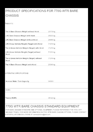 Kruti kiperi kamioni Caterpillar 770G WTR Bare chassis