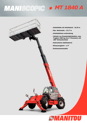 Teleskopski utovarivači Manitou MT 1840 A