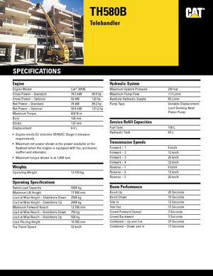 Teleskopski utovarivači Caterpillar TH 580 B