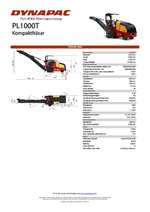 Strojevi za hladno mljevenje Dynapac PL 1000 T
