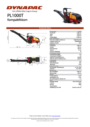Strojevi za hladno mljevenje Dynapac PL 1000 T