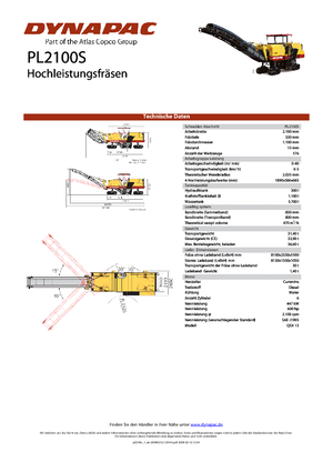 Strojevi za hladno mljevenje Dynapac PL 2100 S