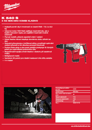 Rotacijski čekići Milwaukee K 540 S