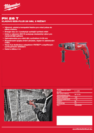 Rotacijski čekići Milwaukee PH 26 T