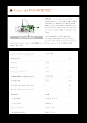 Rotacijske grablje Pronar ZKP 300 