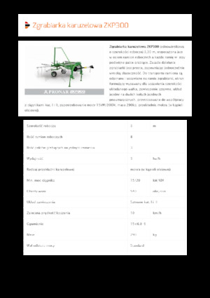 Rotacijske grablje Pronar ZKP 300
