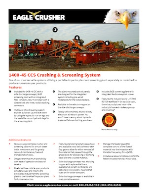 Postrojenja za reciklažu ruševina Eagle Crusher 1400-45 CCS